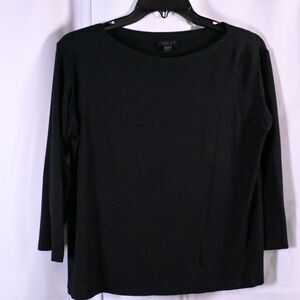 J Jill Wearever Collection Womens Small Petites Black Rayon Blend Stretch Tee